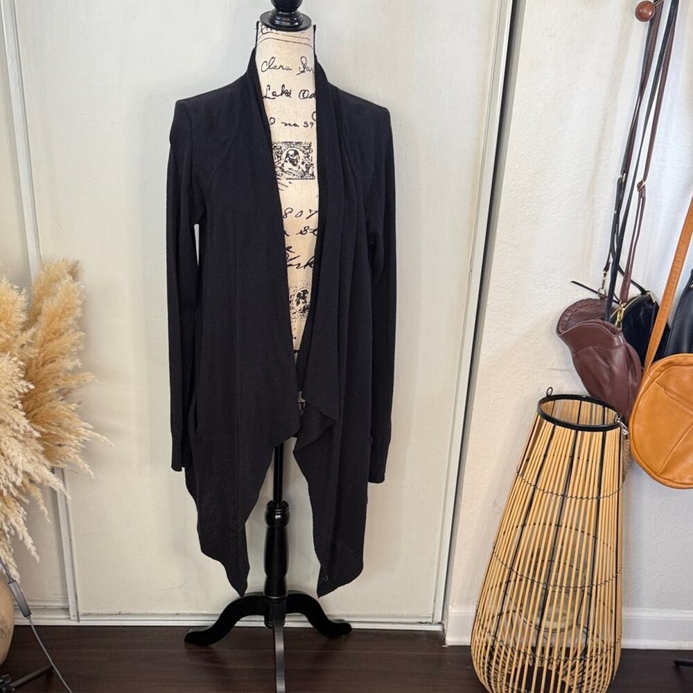 ana Drape Front Black Cardigan Women's size Large